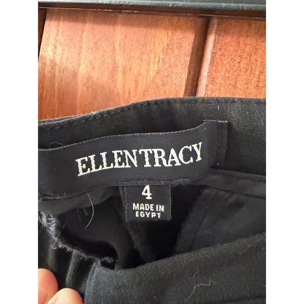 Ellen Tracy Womens Black Straight Leg Dress Pants Side Zip Career Trousers Size4 - Picture 3 of 3